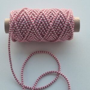 Cordão Multicolor W 3mm 5 Cordão Entrançado Multicolor W Vermelho/Branco