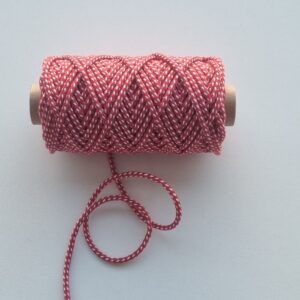 Cordão Multicolor P4 3mm 5 Cordão Entrançado Multicolor P4 Vermelho/Branco